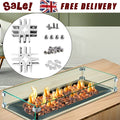 Fire Pit Wind Guard Glass Flame Guard Square Table Safety Screens Kit Outdoor