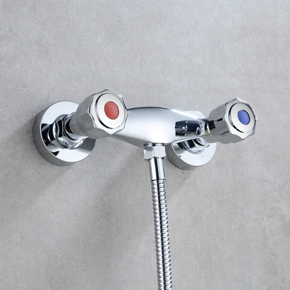 Easily Installed Wall Mounted Chrome Finished Dual Control Shower Faucet