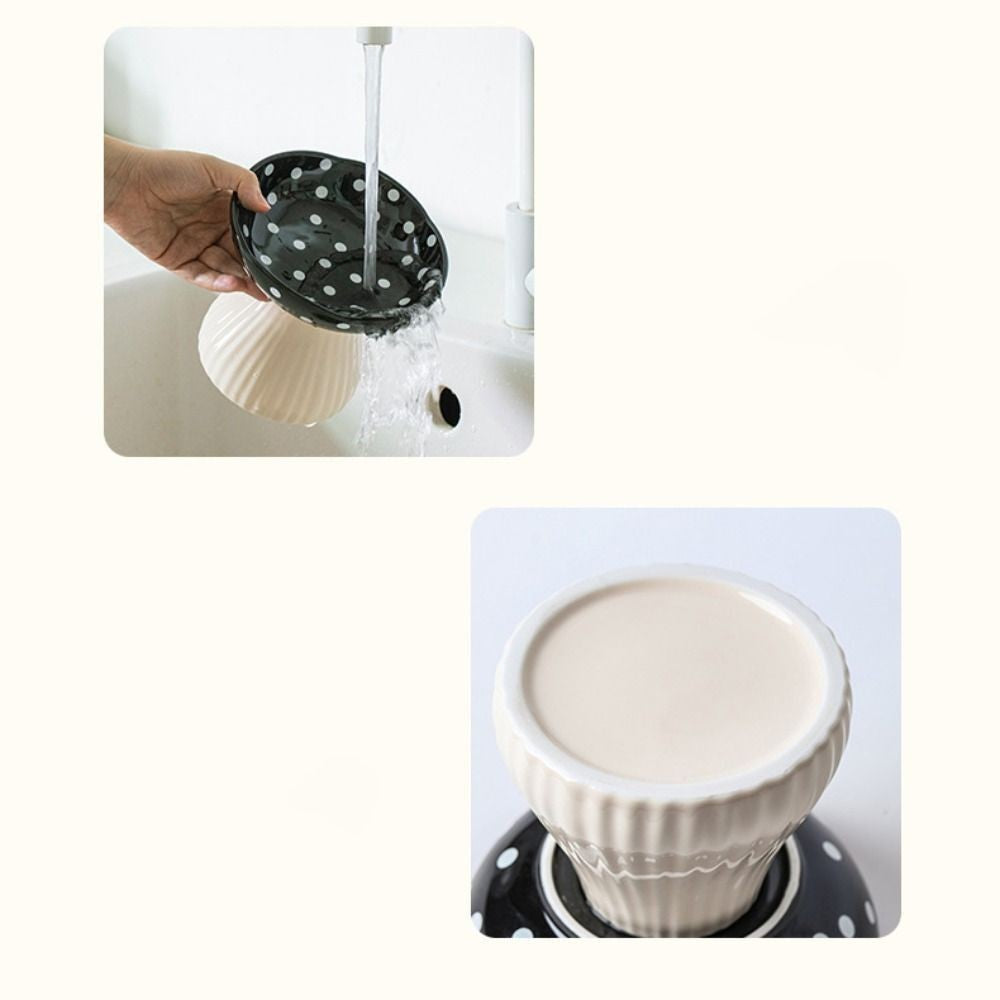 Mushroom Cat Bowl Resin Elevated Shelf, Beard Friendly Raised Cat Food Bowl