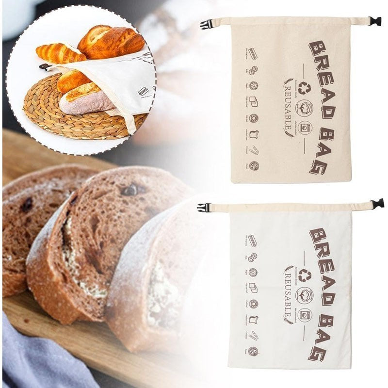 Premium Extra Large Reusable Beeswax Bread Bags Cotton Linen Storage Keep Fresh