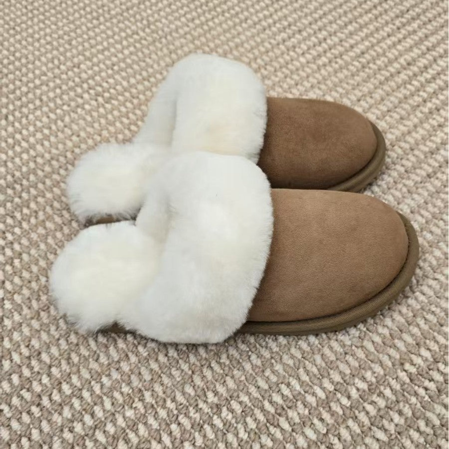 Women's Genuine Sheepskin Luxury Mule Comfort Winter Non-Slip Slippers