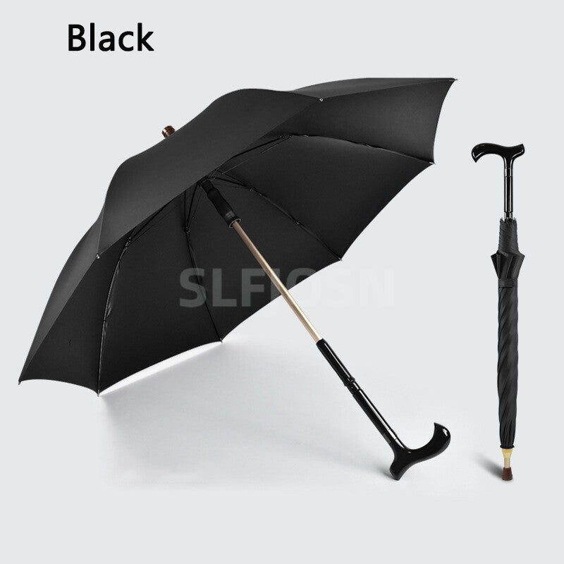 2-in-1 Walking Sticks Umbrella Windbreak Ribs Walking Cane Umbrella for Elderly