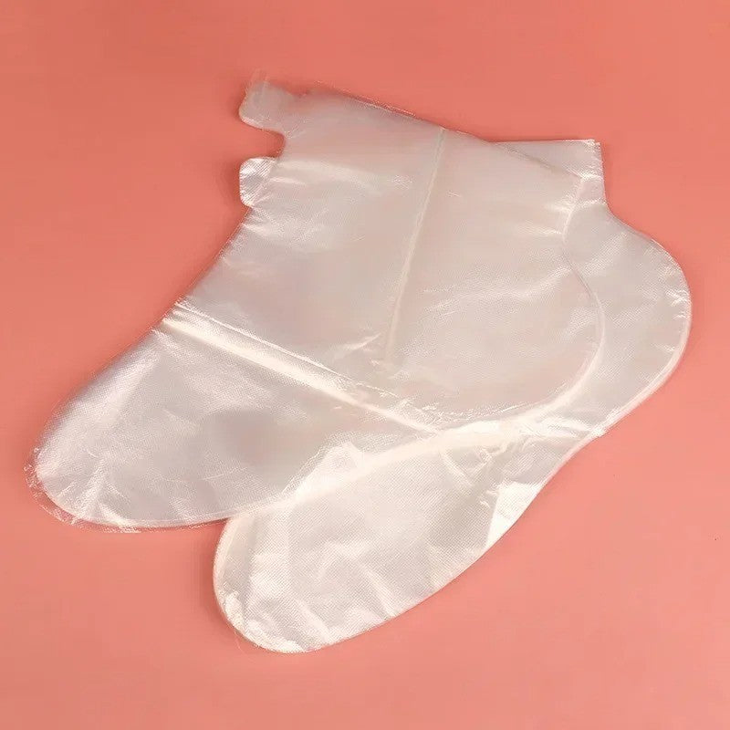 100pcs Disposable Bath Foot Covers Clear Plastic Pedicure Spa Wax Feet Socks
