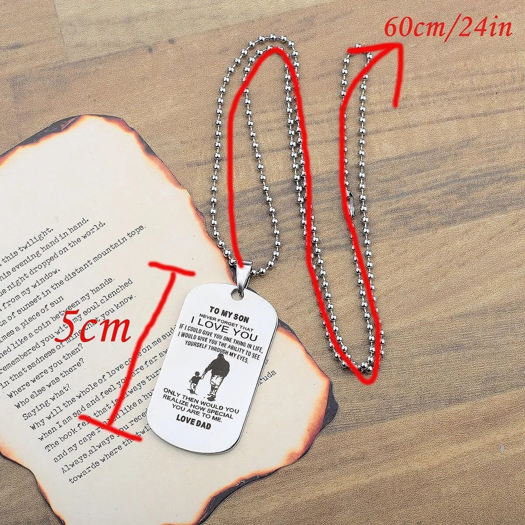 Father Son Pendant To My Son Never Forget That I Love You Dog Tag Necklace Gift