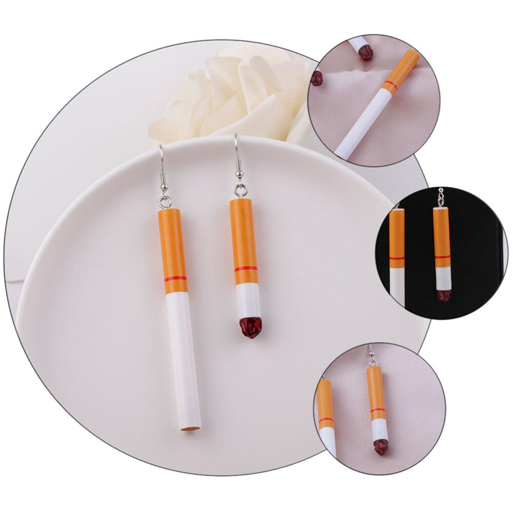 Cigarette Shape 2 Pair Fashion Earrings Creative Unique Ear Decoration