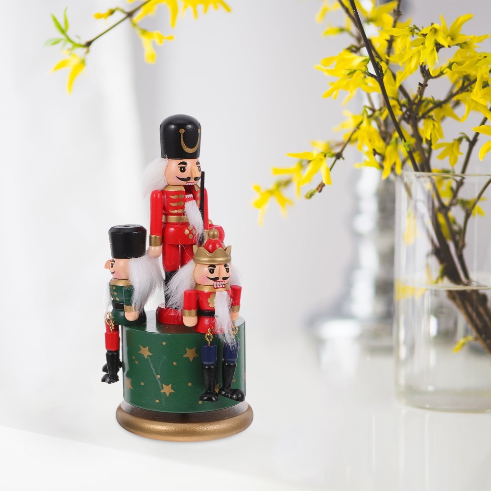 Nutcracker Themed Rotating Music Box Handmade Xmas Ornament Holiday Gift Decor