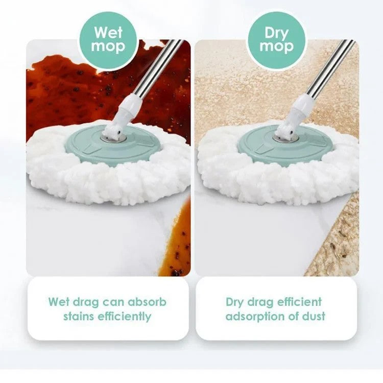 Spin Mop Set with Bucket & Built-in Wringer - Microfiber Floor Mop for Home