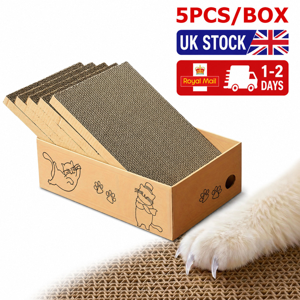 5PC Cat Scratching Board Box Cardboard Kitten Pad Claw Scratcher Scratch Bed Pet