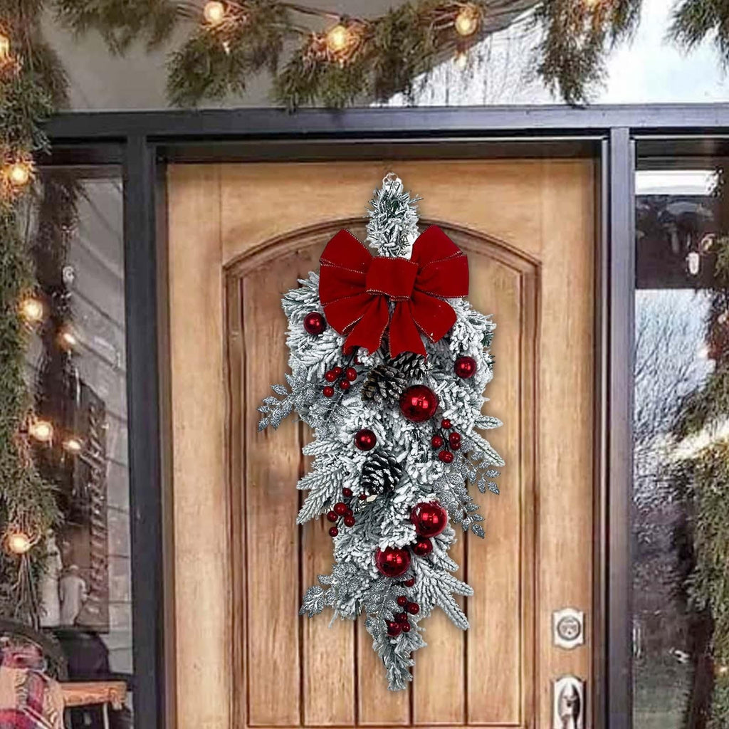 Snowy Christmas Wreath Artificial Wreath Front Door Winter Wreath for Festival