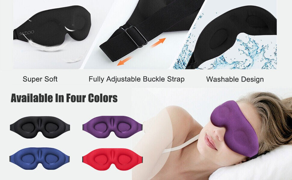 NEW Sleep Eye Mask 3D Contoured Cup Sleeping Mask & Blindfold Block Out Lig UK