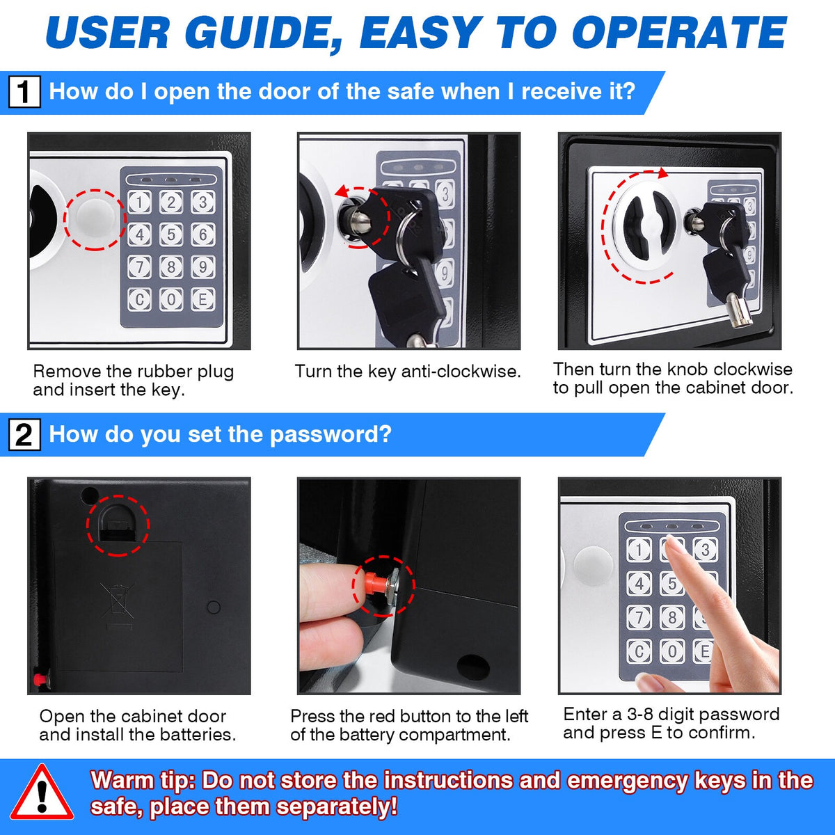 Mini Electronic Password Security Safe Deposit Box Home Office Money Cash Safety