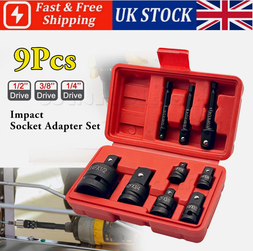 9Pcs Impact Adapter Reducer Set 1/4" 3/8" 1/2" 3/4" F to M Driver Sockets Tool