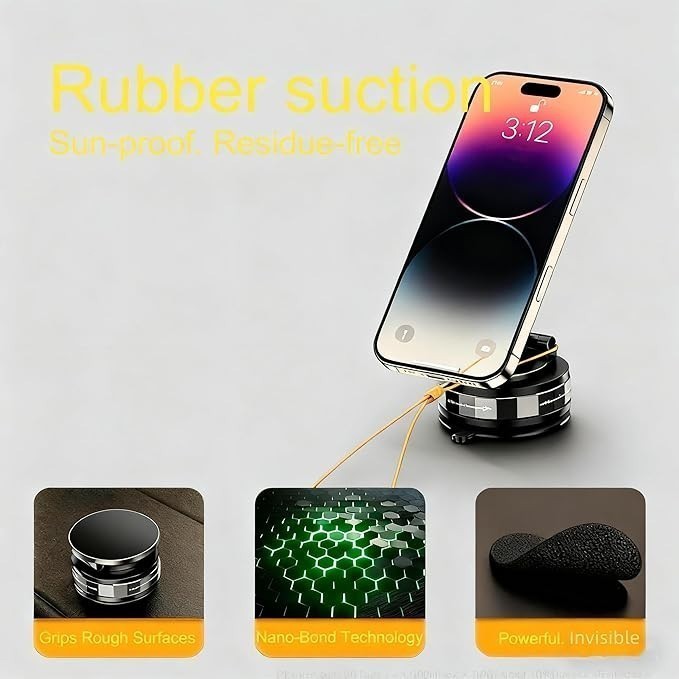 Magnetic Foldable Vacuum Car Phone Holder 360° Rotating Suction Cup Phone Mount