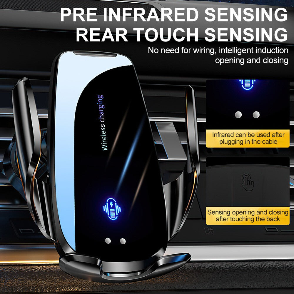15W Fast Charging Phone Holder Automatic Clamping Mount Wireless Car Charger UK