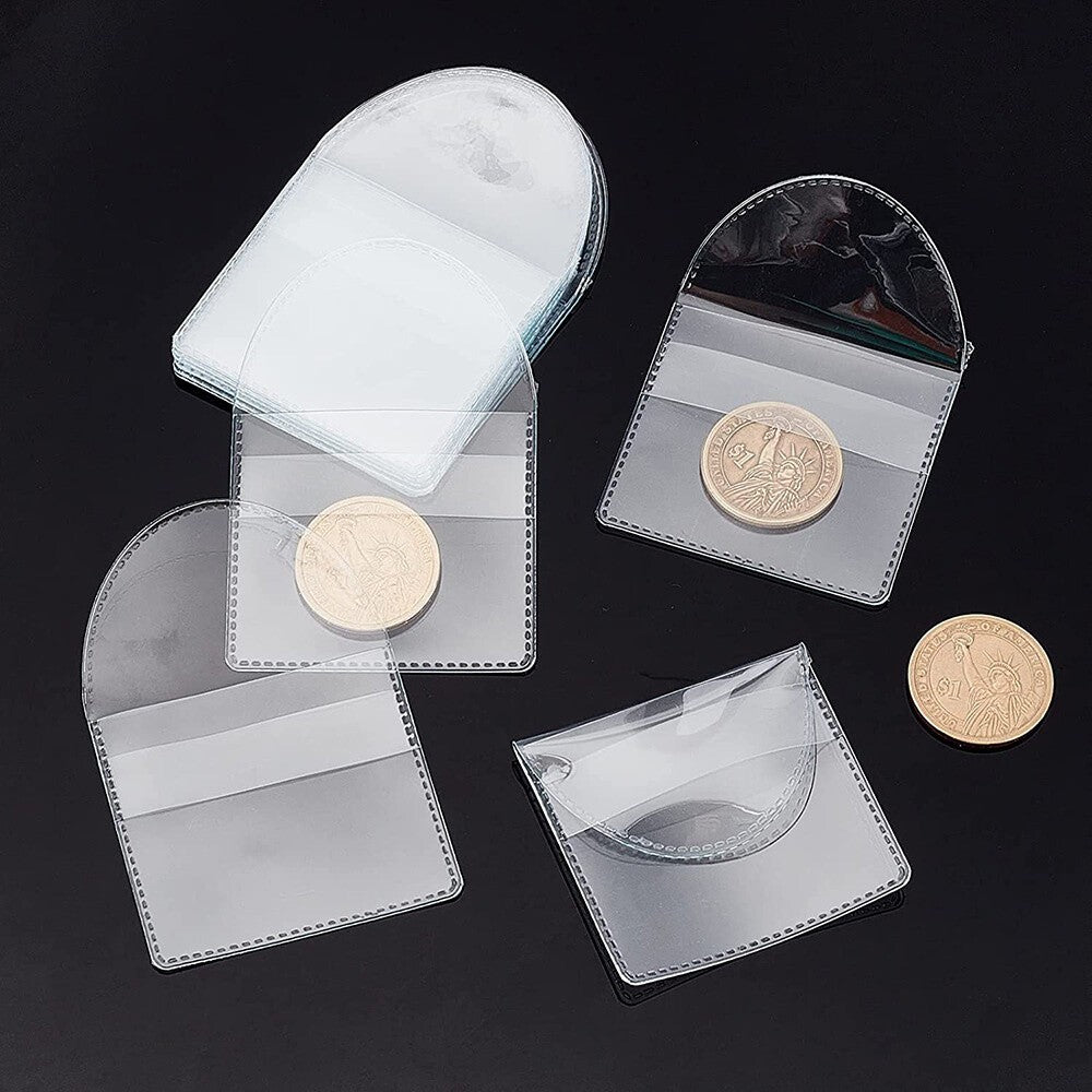 25x Single Pocket Coin Sleeves Holders 2inch Coin Flips Plastic Coin Protector