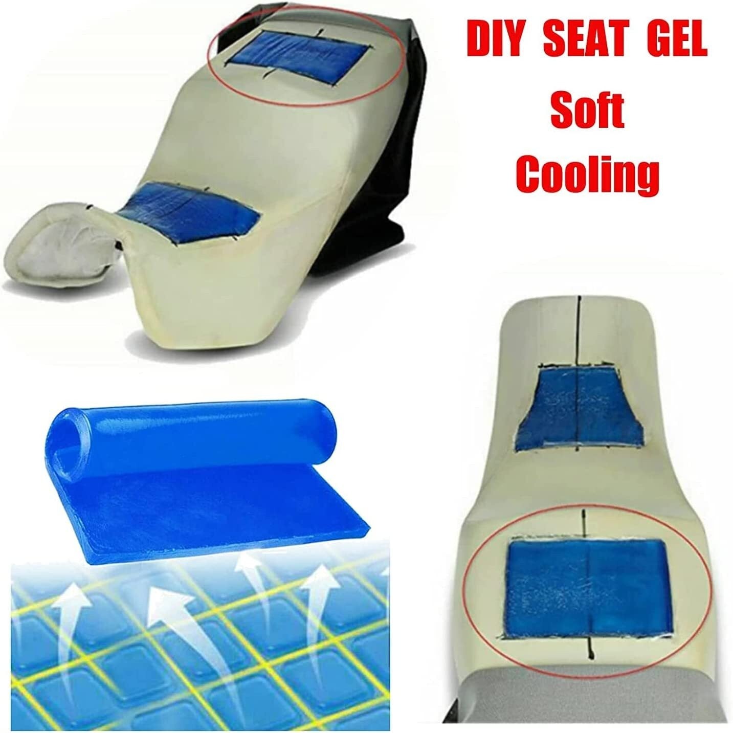 Motorcycle Seat Gel Pad Shock Absorption Mat Soft Cushion Blue (25x25x2cm) UK