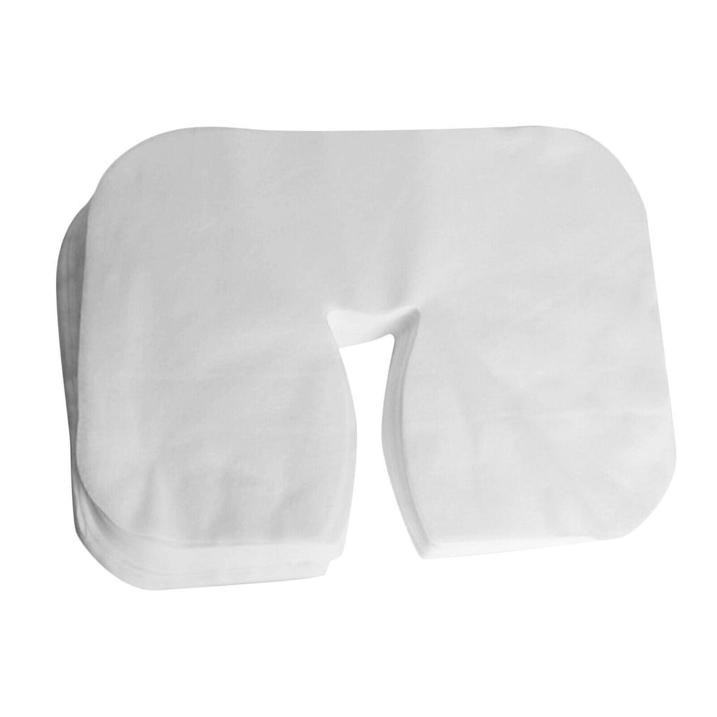 Pack Of 100 Disposable Massage Table Face Cradle Covers Headrest Covers White