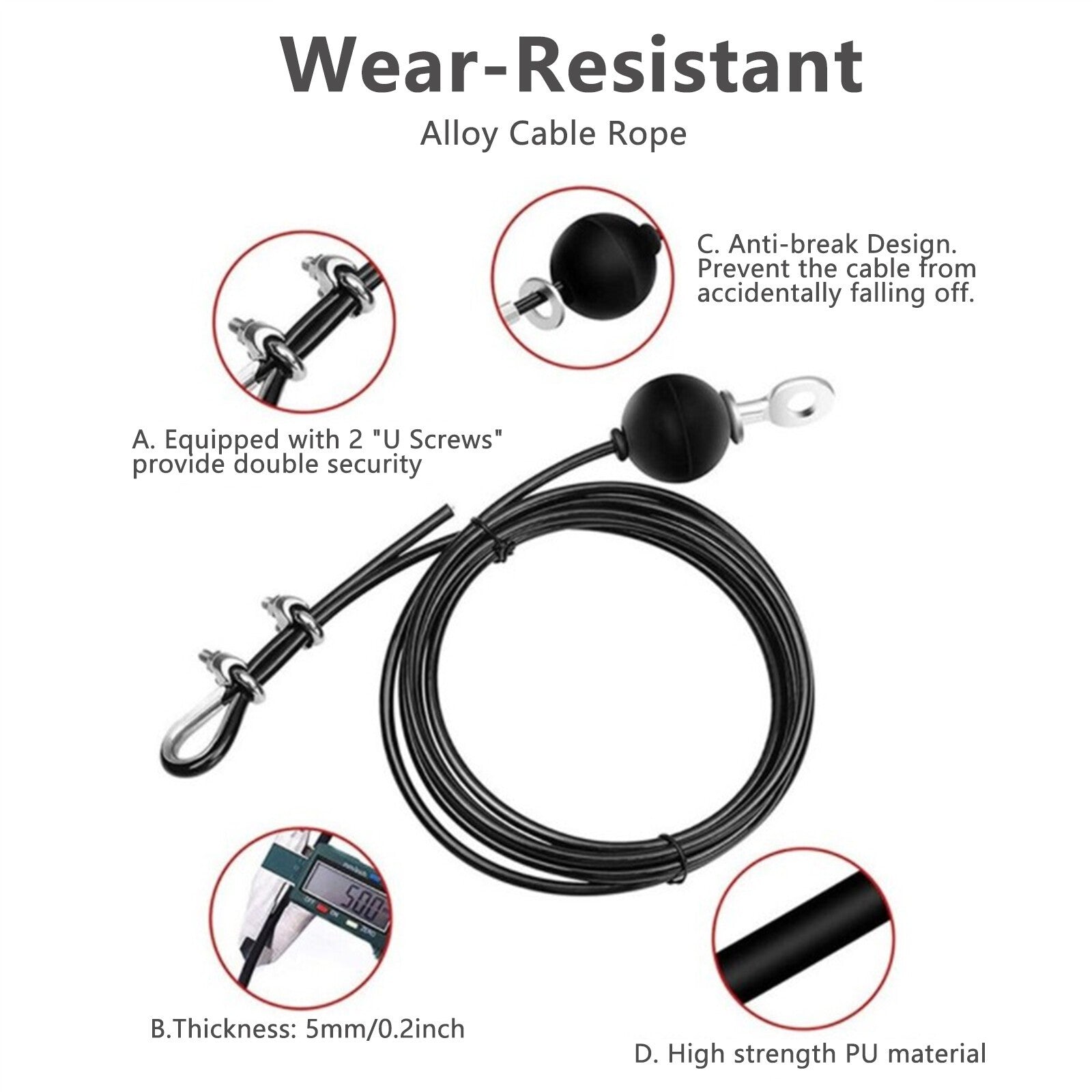 Adjustable Steel Wire Rope Kit DIY Weight Multi Gym Cable Fitness Pulley Tool