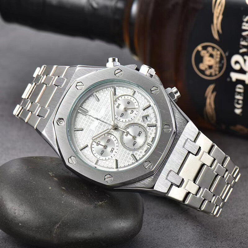 Classic Oak Six-Pin Multifunctional Luminous Calendar Men's Quartz Watch.*
