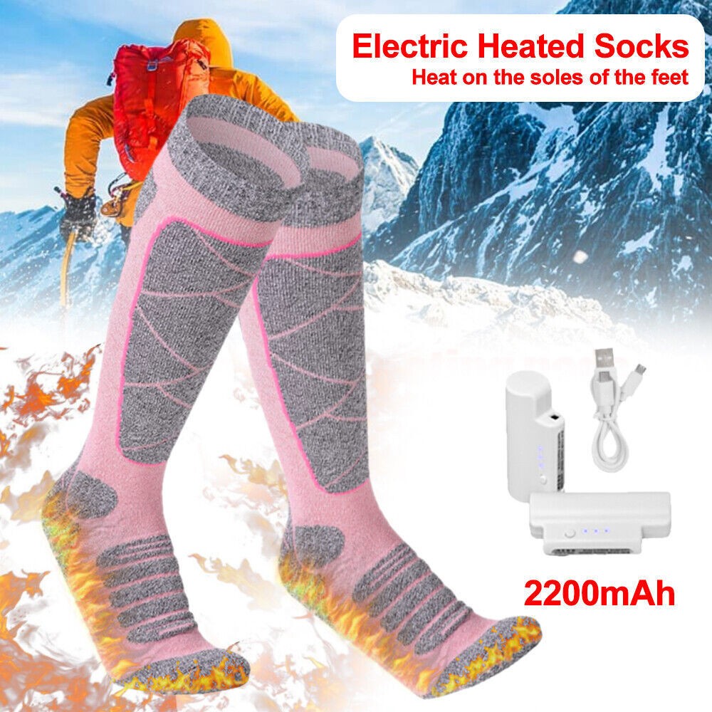 5000mAh Electric Heated Socks Foot Winter Warmer Sock Rechargeable Battery Power
