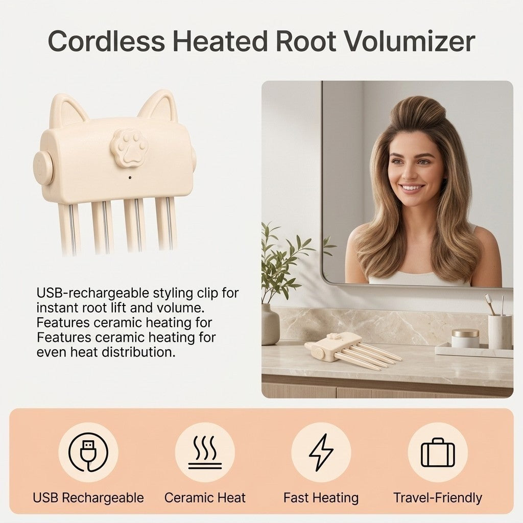 Electric Cordless Heated Hair Volume Clip - Root Clips for Curly Hair Volume UK