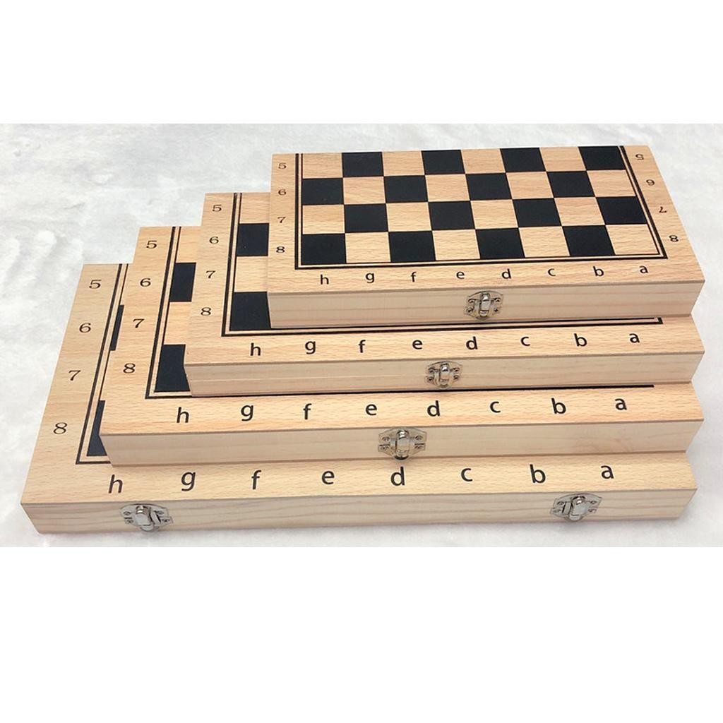 3in1 FOLDING WOODEN CHESS SET Board Game Checkers Backgammon Draughts Large
