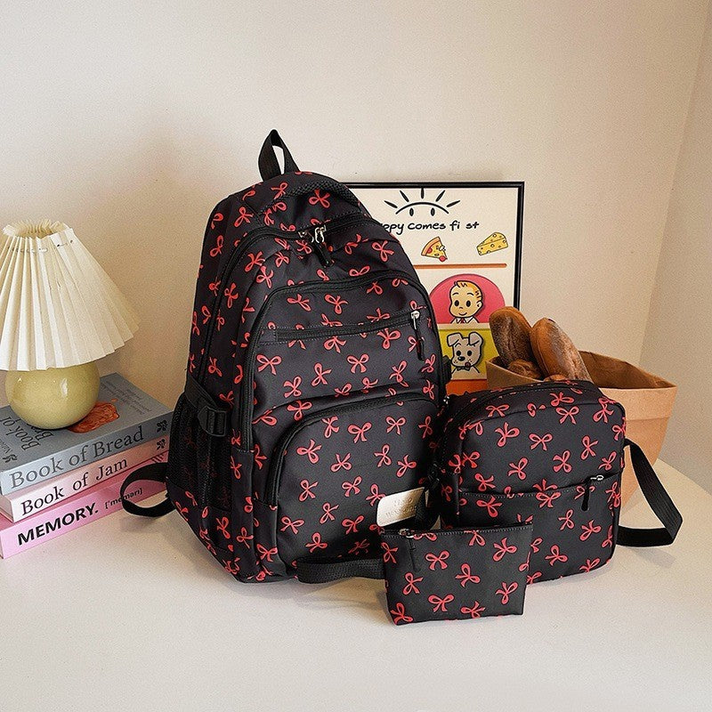 3pcs/set School Bag for Girls Cute Backpack Sets Bow Tie Rucksack for Teenage