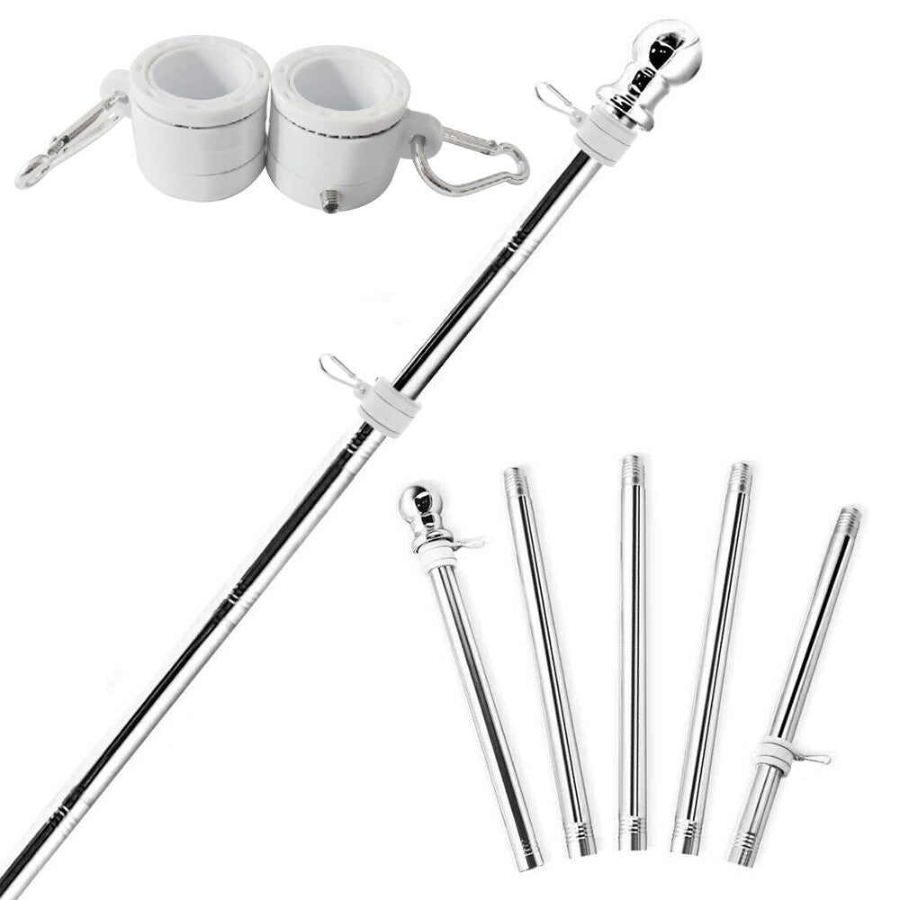 Adjustable Flag Pole Stainless Heavy Duty Rotating Flag Anti Tangle Caravan 6ft