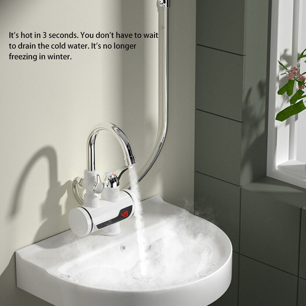 220V 3000W UK Plug Instant Electric Water Tap Heater Shower Digital (Below)