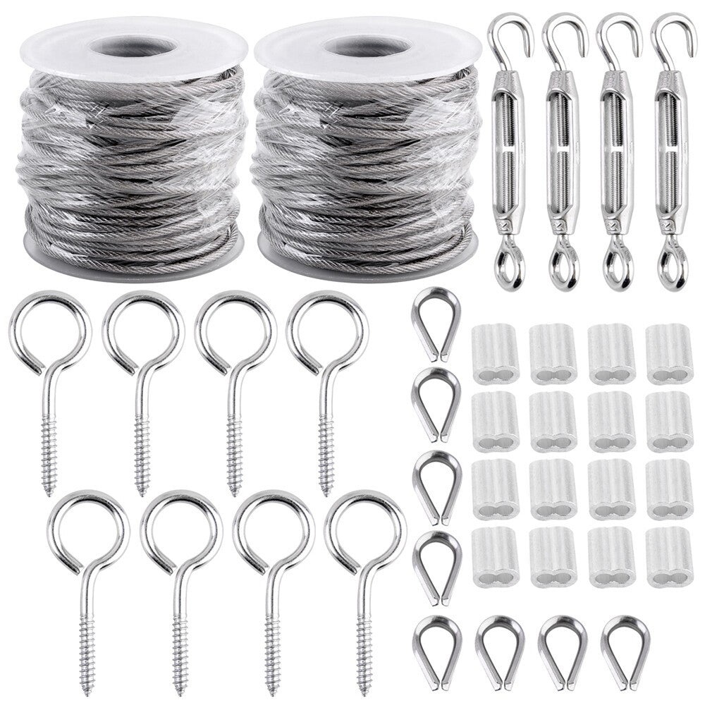 30M Garden Wire Rope for Climbing Plants Turnbuckle Wire Tensioner Strainer Kit