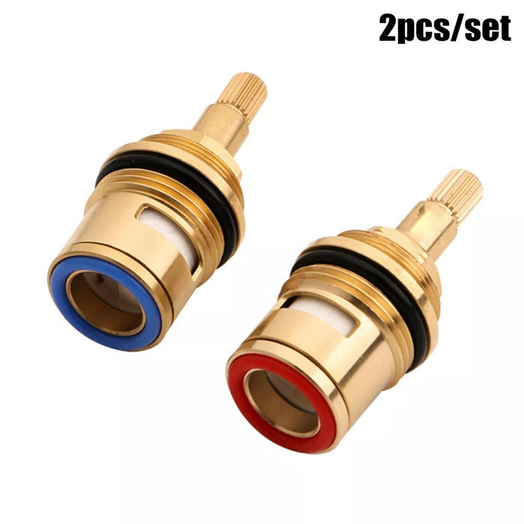2x Bath 1/2" Tap Valve Cartridge Ceramic Gland 20 Teeth quarter turn Flow Mixer