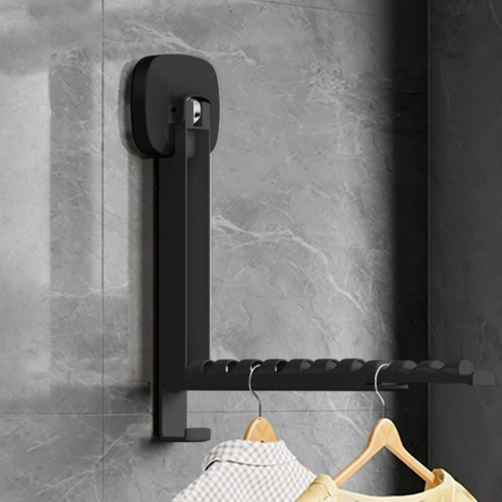 2X Wall-Mounted Clothes Drying Rack With Suction Cup Foldable Retractable Racks