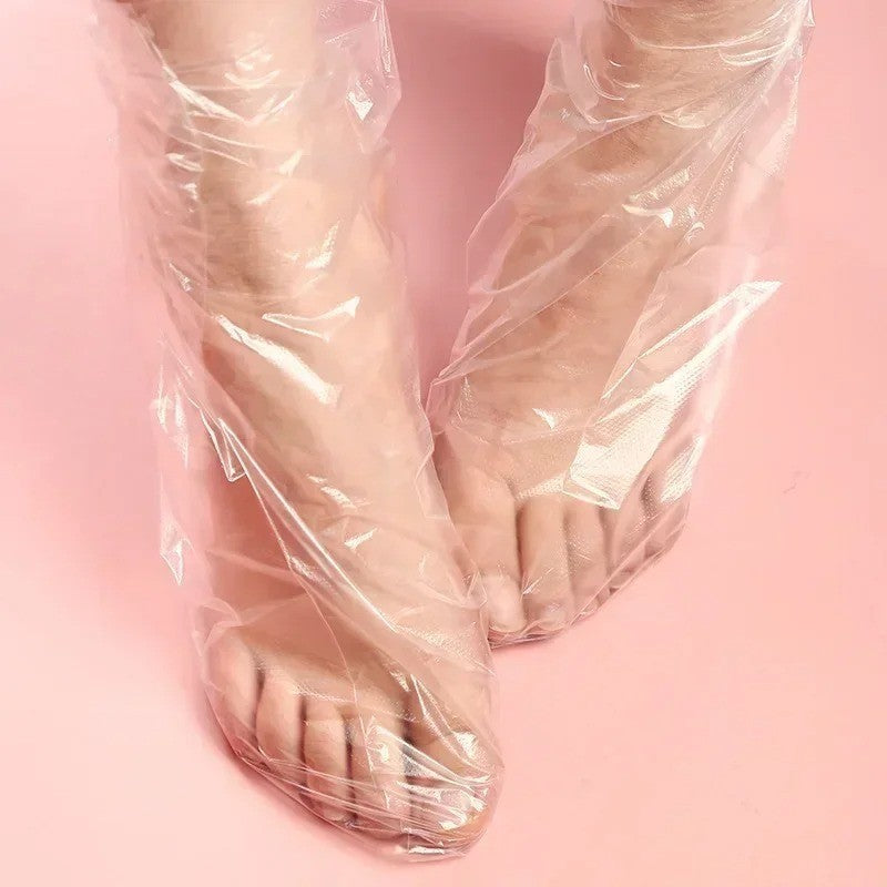 100pcs Disposable Bath Foot Covers Clear Plastic Pedicure Spa Wax Feet Socks