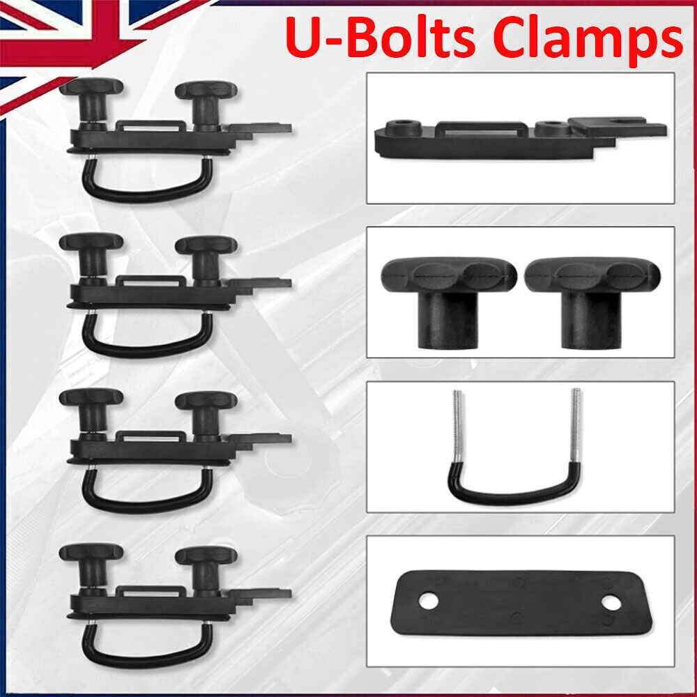 4PCS Stainless Universal Roof Box U-Bolt Clamps Car Van Mounting Fitting Kit UK