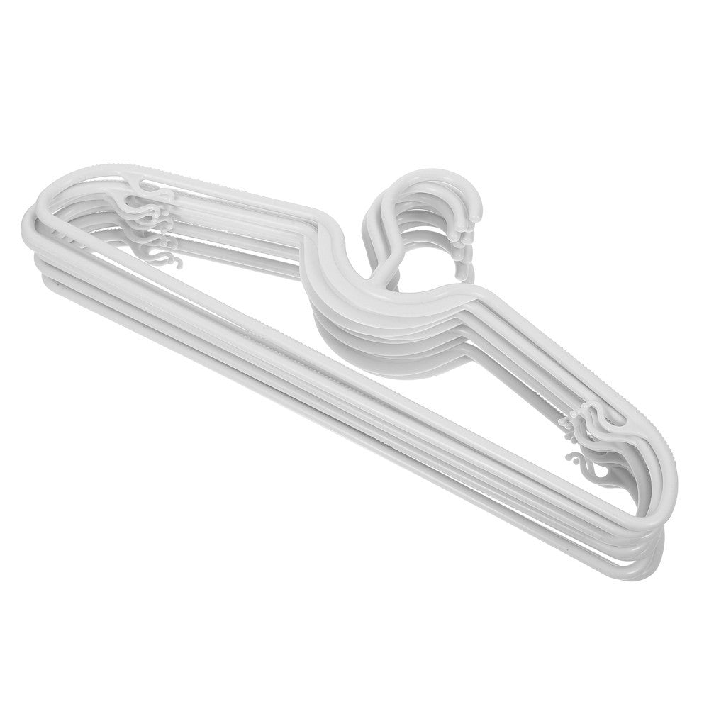 10 White Plastic Hangers Short Neck Anti Slip Space Saving For Clothes