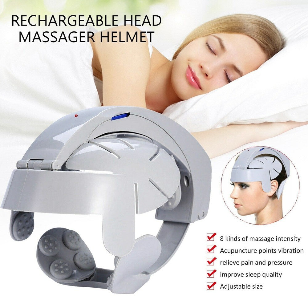 Electric Helmet Head Massager Stress Relief Relax Electric Head Massage Bett