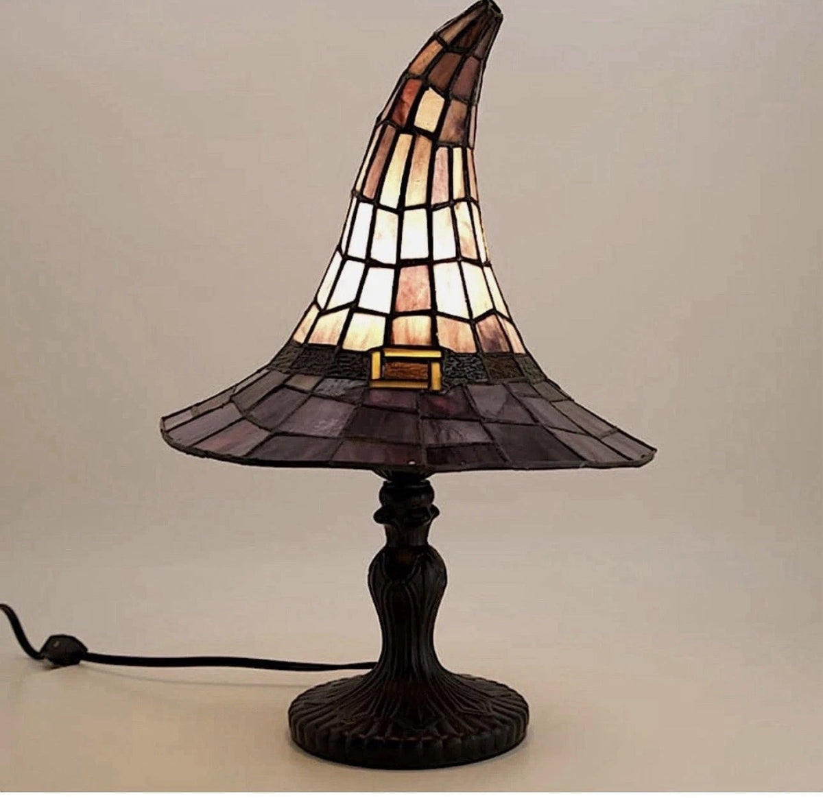 30cm Witch Hat Lamp,Stained Glass Resin Wizard Hat Light Gothic Table Lamp Spook