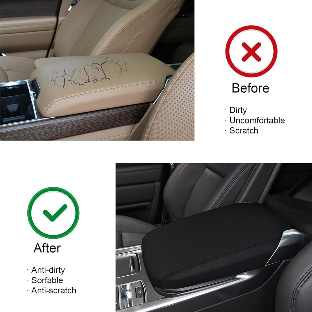 Console Armrest Protective Cover for Land Rover LR3 LR4 2005-2016 Black Leather