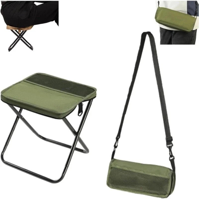 Portable Mini Outdoor Camping Folding Seat Chair 2 in 1 Foldable Backpack Stool