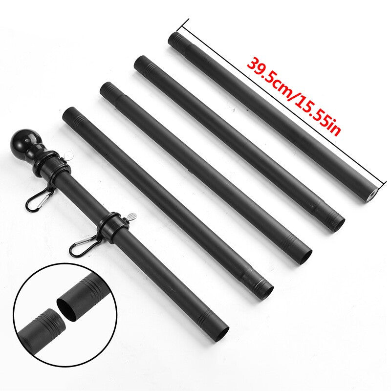6FT Wall-Mounted Flag Pole Kit Telescopic Top Ball Flagpole Stainless Steel Yard