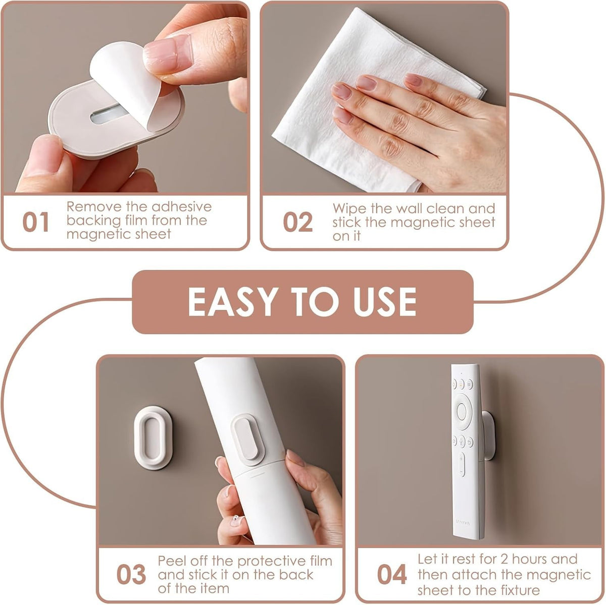2pcs Magnetic Wall Mounted Smart TV Remote Control Holder Home Office Organiser