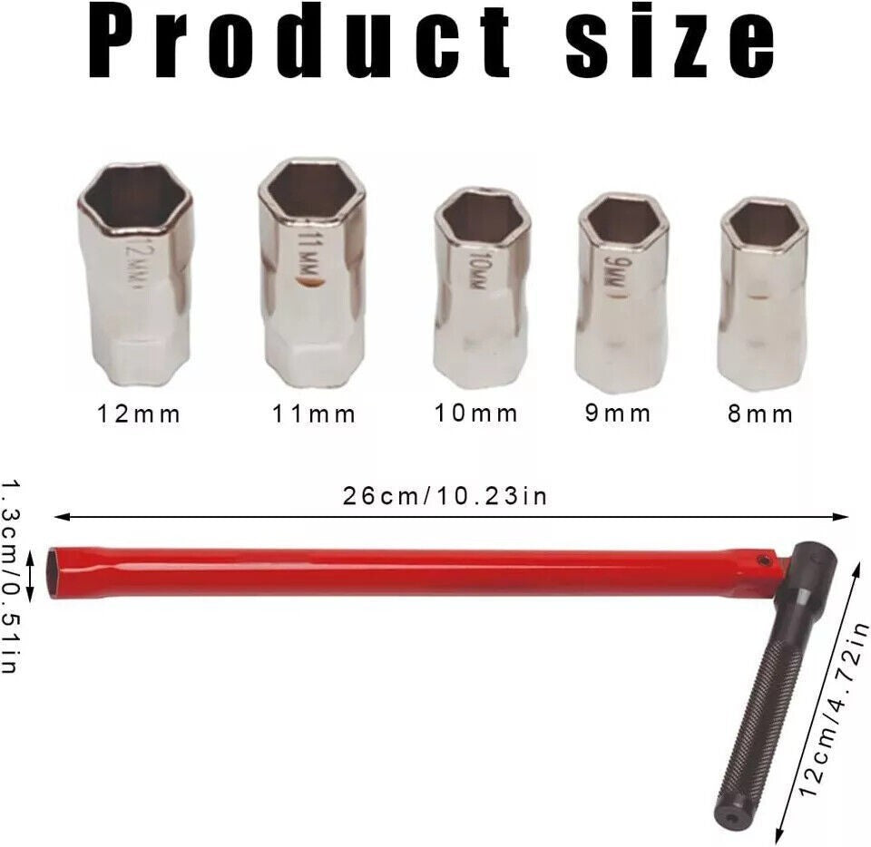 8-13mm Tubular Hex Socket Spanner Plumber Tap Sink Water Pipe Wrench Tool Kit
