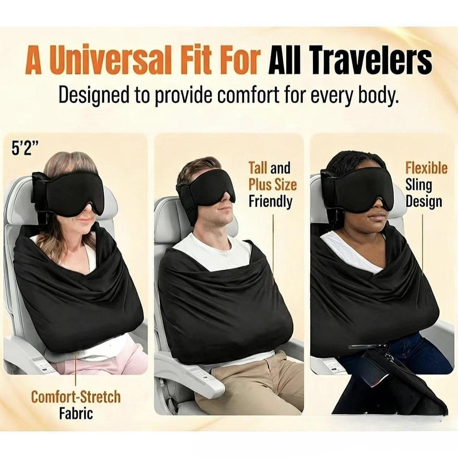 3-in-1 Airplane Sleep Support System Aid Blanket for Travel Men Women Home