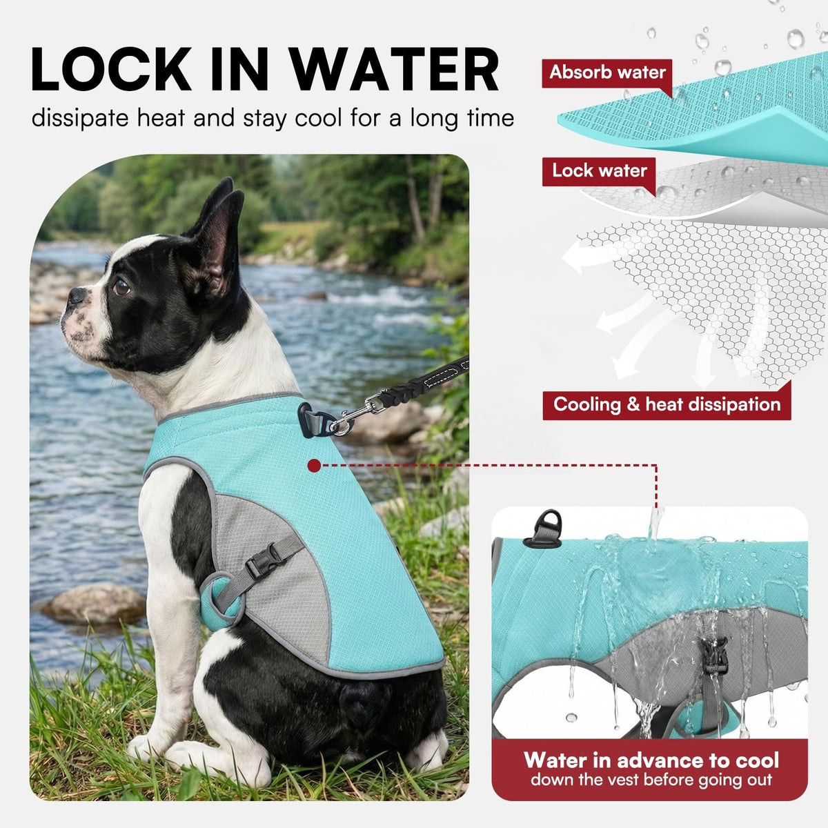 Dog Cooling Jacket For Large Dogs, Pet Cooling Vest With Mesh And D Ring,...