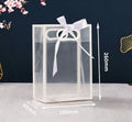 6Pcs Clear Gift Bags with Handle, 9.5x13.8x4" Favor Bags(White, White Ribbon).*