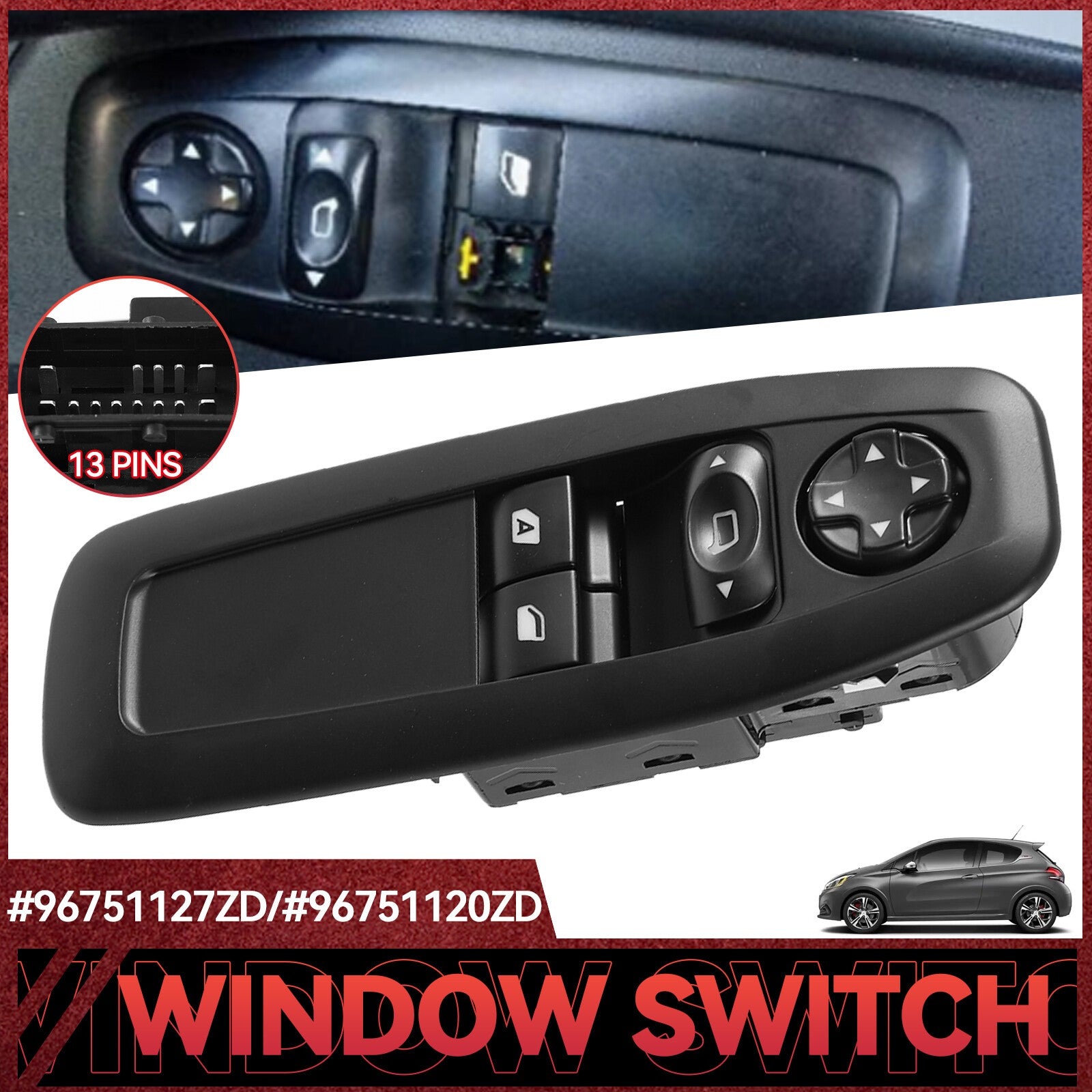 96751127ZD Electric Assembly Power Window Switch for Peugeot 208 2008 5008 3008