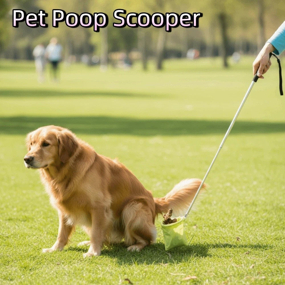 Foldable Pet Poop Scooper Non-Contact Portable Dog Poop Catcher Extendable