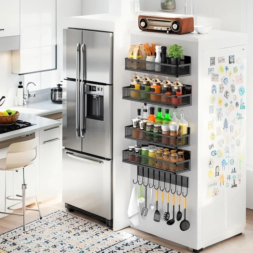 2 Pack Magnetic Kitchen Spice Shelf Refrigerator Storage Rack Holder