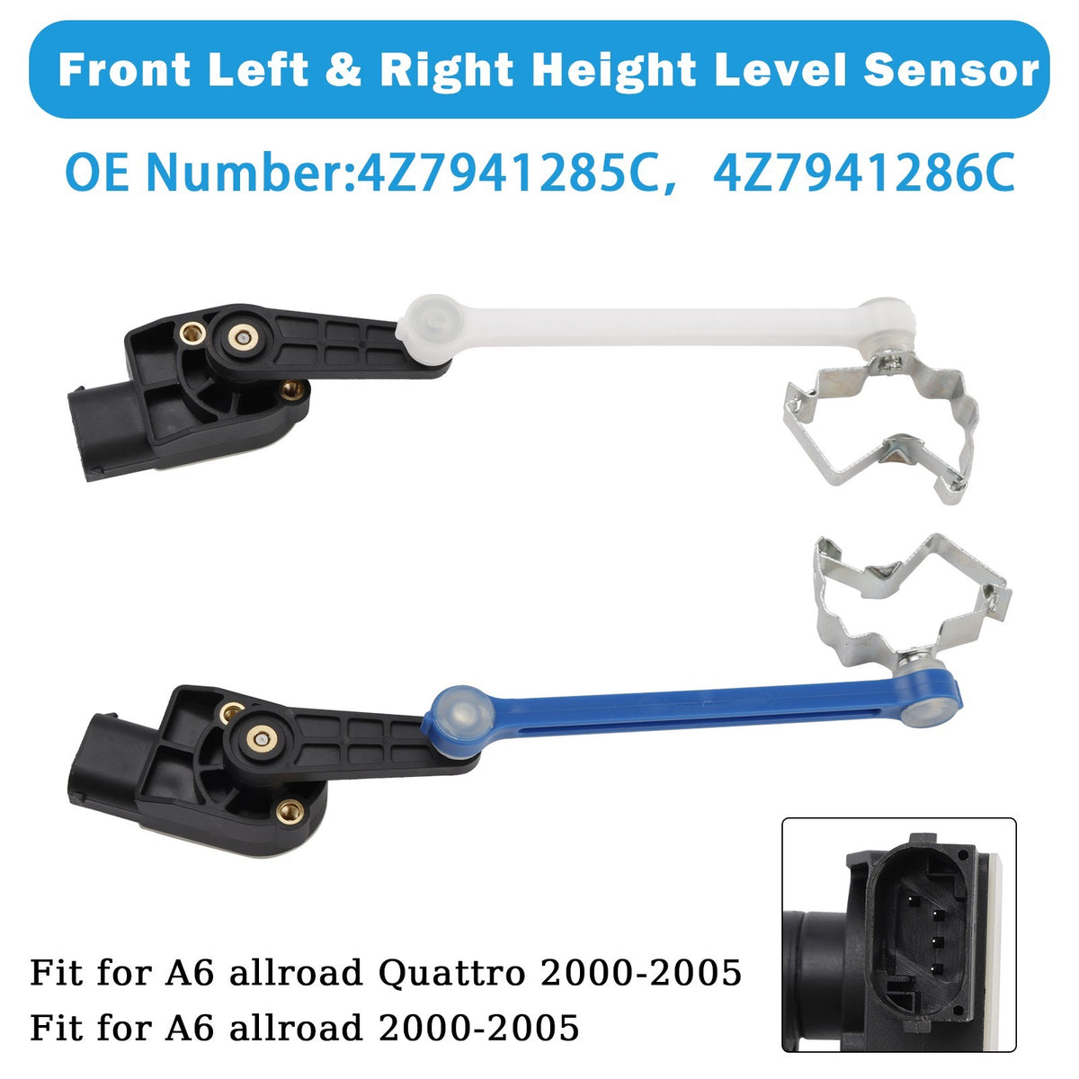 Pair Front Height Level Sensor For Audi A6 C5 Allroad Quattro 2000-2005 ZR