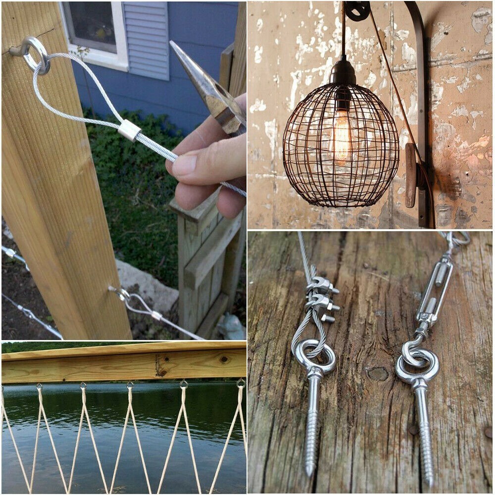 Garden Wire Rope Kit 15M Stainless Steel Cable Wire Rope Catenary Wire Kit
